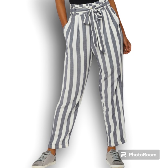 Paper Bag Striped Pants - Picture 1 of 7
